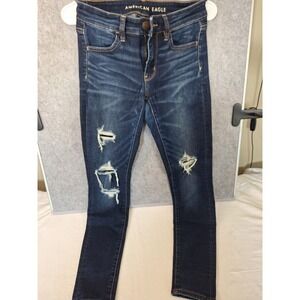 American Eagle Ne(x)t Level Stretch Jegging Dark Wash Distressed Jeans Womens 4